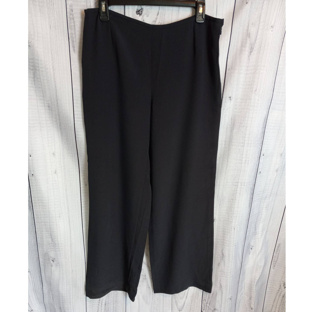 Armani Collezioni | Charcoal Gray Silk-Blend Wide-Leg Pants